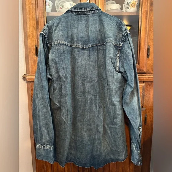 Wrangler Western Denim Pearl Snap Shirt - Picture 3 of 5